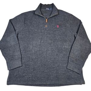 Polo Ralph Lauren Men's Gray Knit 1/4 Zip Mock Neck Long Sleeve Sweater Size XL